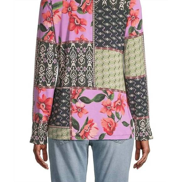 NEW JOHNNY WAS zanda split neck top in multicolor - Picture 2 of 2